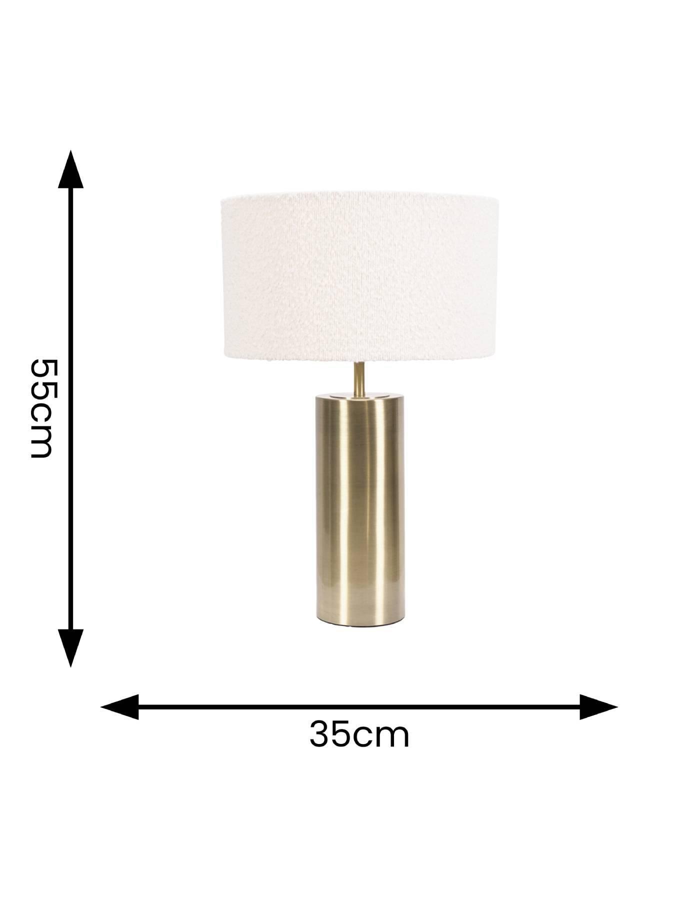 Image 5 of 5 of ValueLights Lexy Antique Brass Touch Table Lamp With Cream Boucle Shade