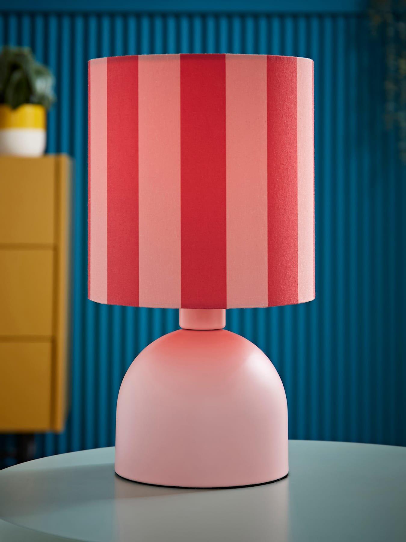 ValueLights Miley Pink Stripes Table Lamp