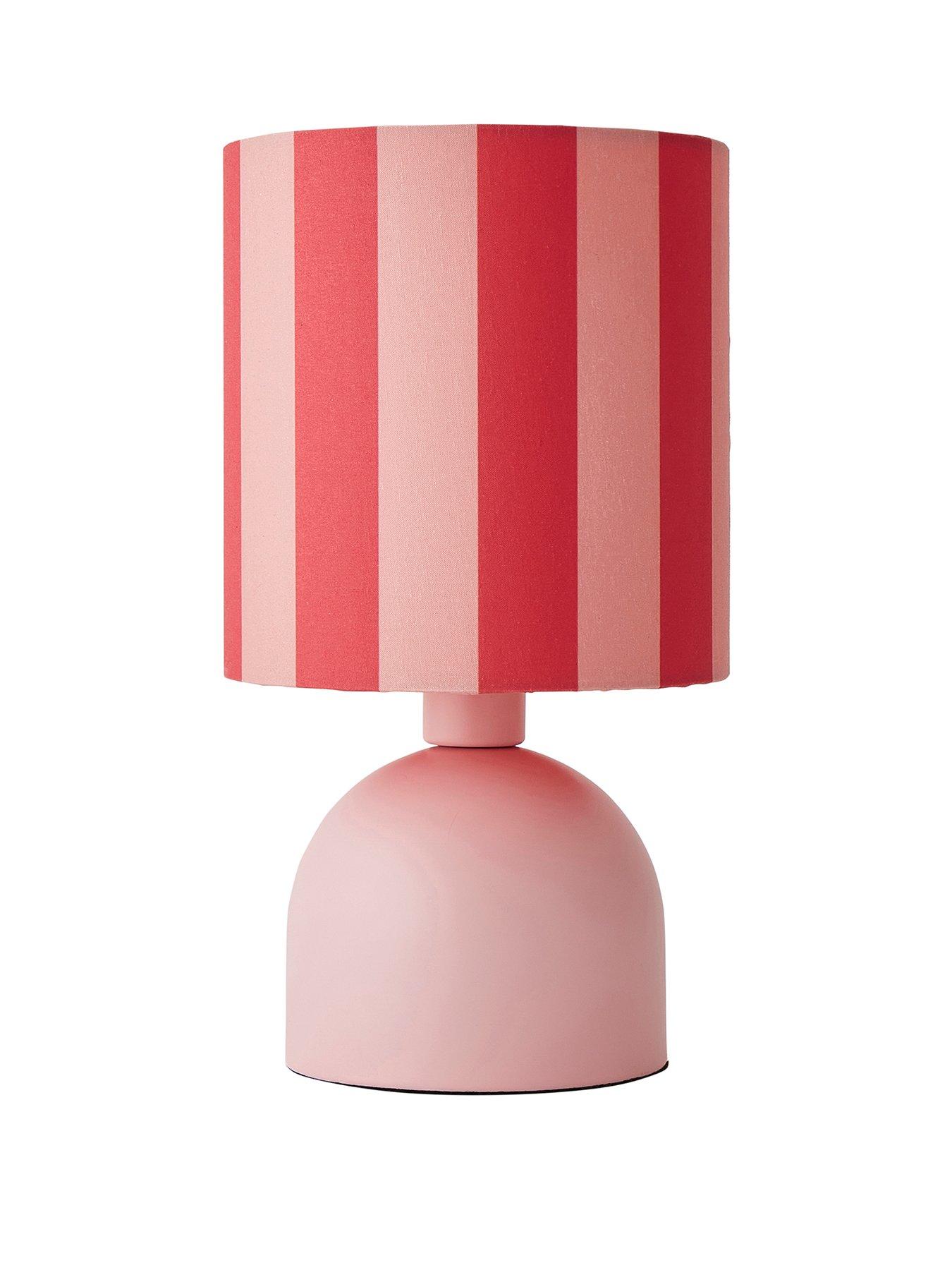 Image 2 of 7 of ValueLights Miley Pink Stripes Table Lamp