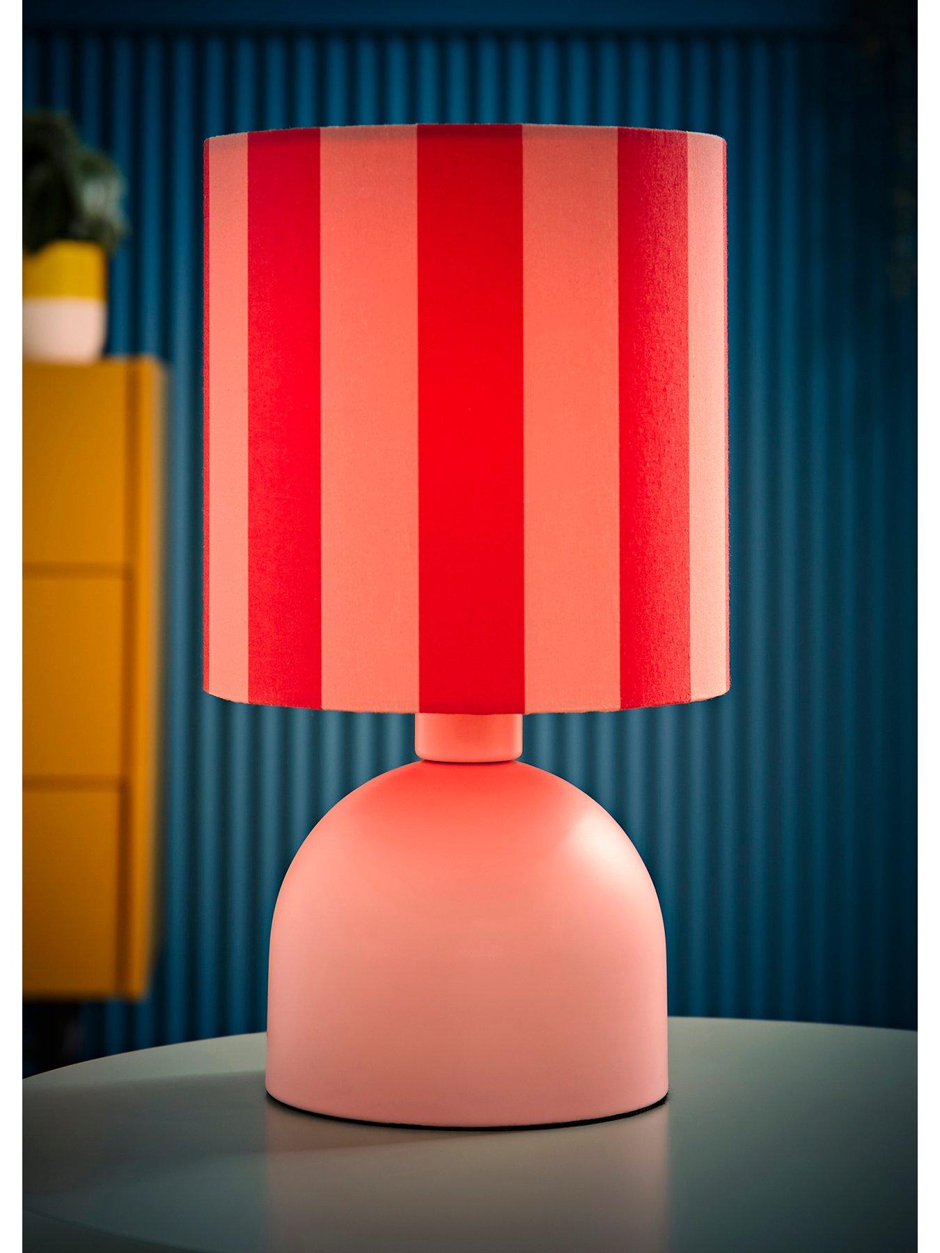 Image 3 of 7 of ValueLights Miley Pink Stripes Table Lamp