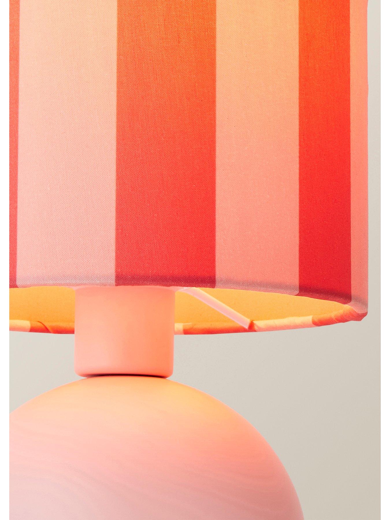 Image 6 of 7 of ValueLights Miley Pink Stripes Table Lamp