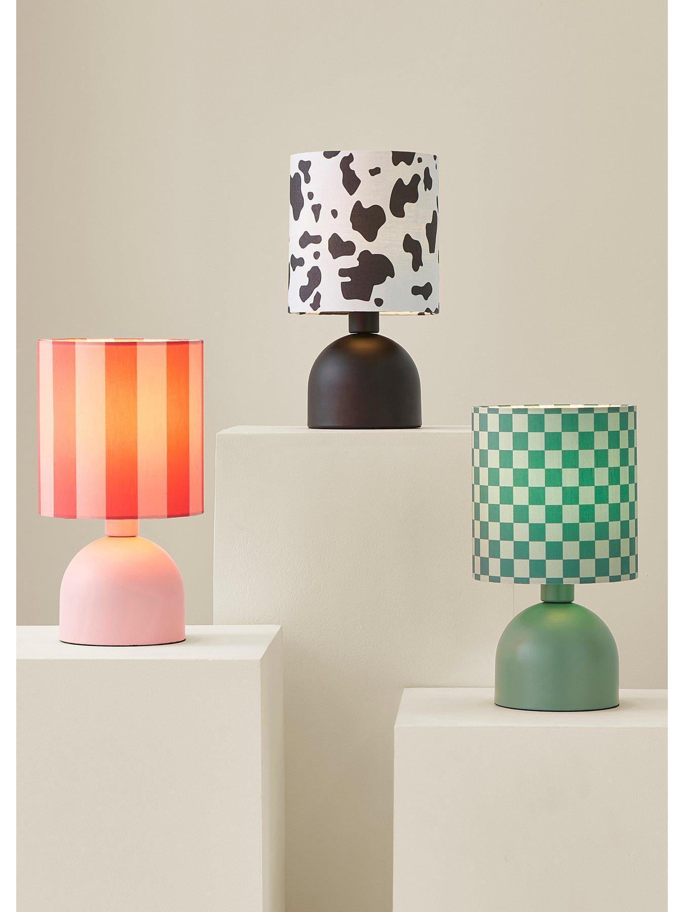 Image 7 of 7 of ValueLights Miley Pink Stripes Table Lamp