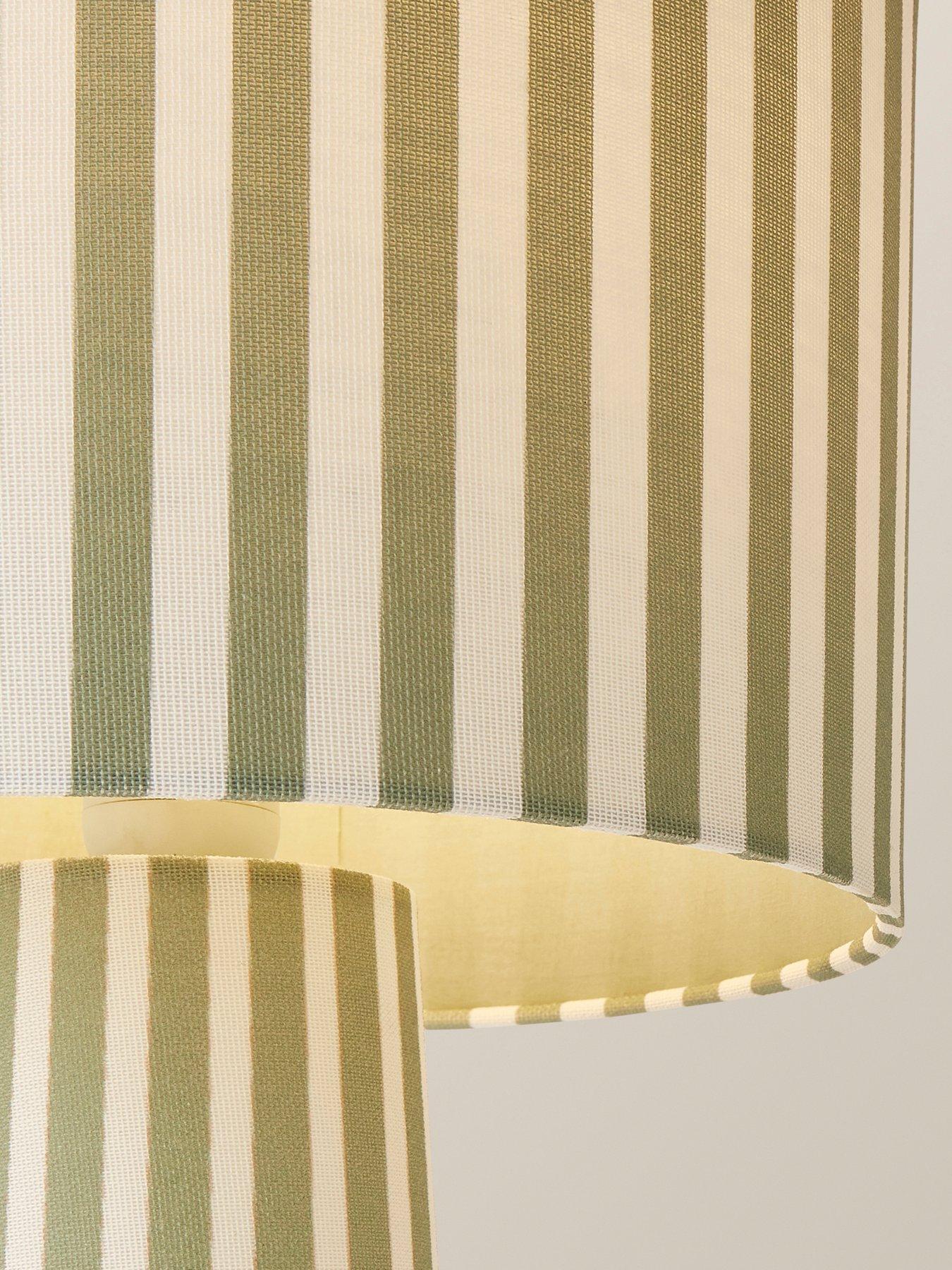 Image 5 of 5 of ValueLights Thorley Green And Cream Stripe Full Fabric Table Lamp