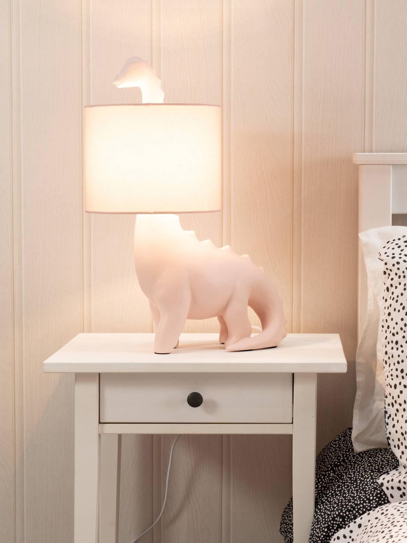 ValueLights Pink Dinosaur Table Lamp With Pink Shade