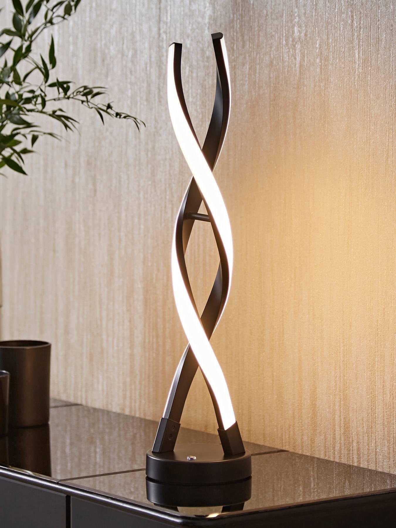 valuelights-infinity-matt-black-double-twist-integrated-led-table-lamp