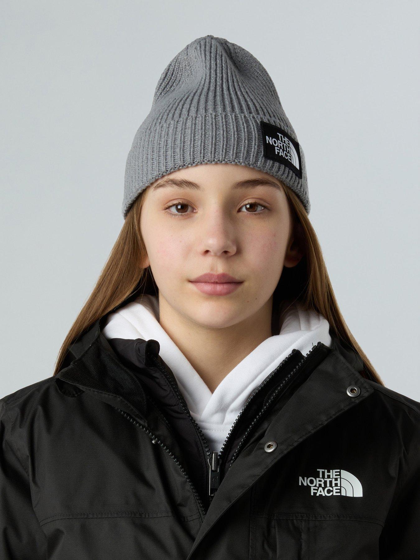 Image 2 of 3 of The North Face Kids Logo Box Cuffed Beanie hat - Grey