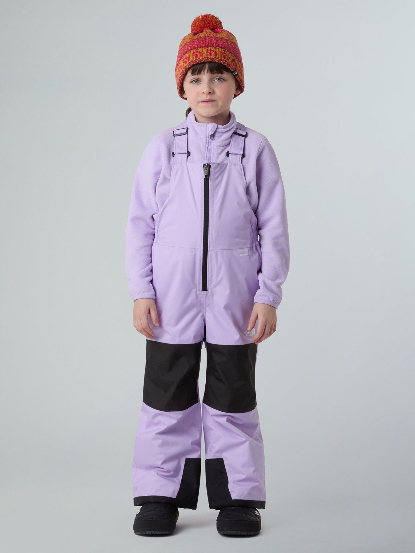 front image of the-north-face-kids-freedom-insulated-ski-bib-trousers--purple