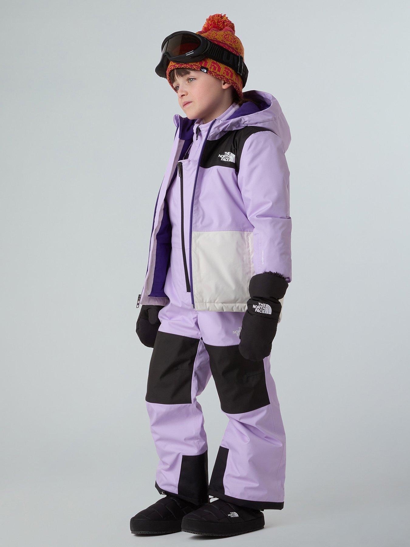 stillFront image of the-north-face-kids-freedom-insulated-ski-bib-trousers--purple