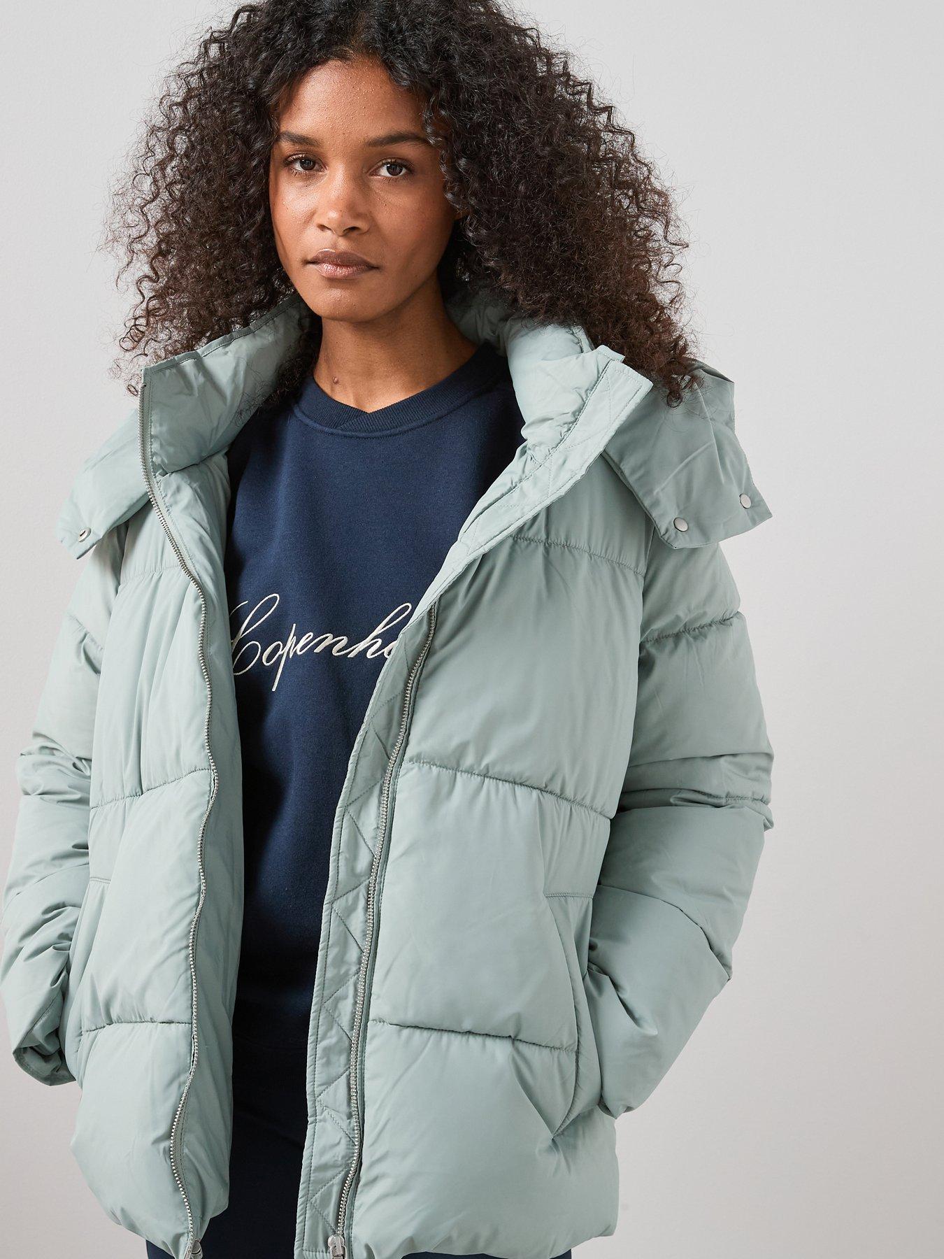 The Very Collection Padded Hooded Coat - Sea Kelp Green