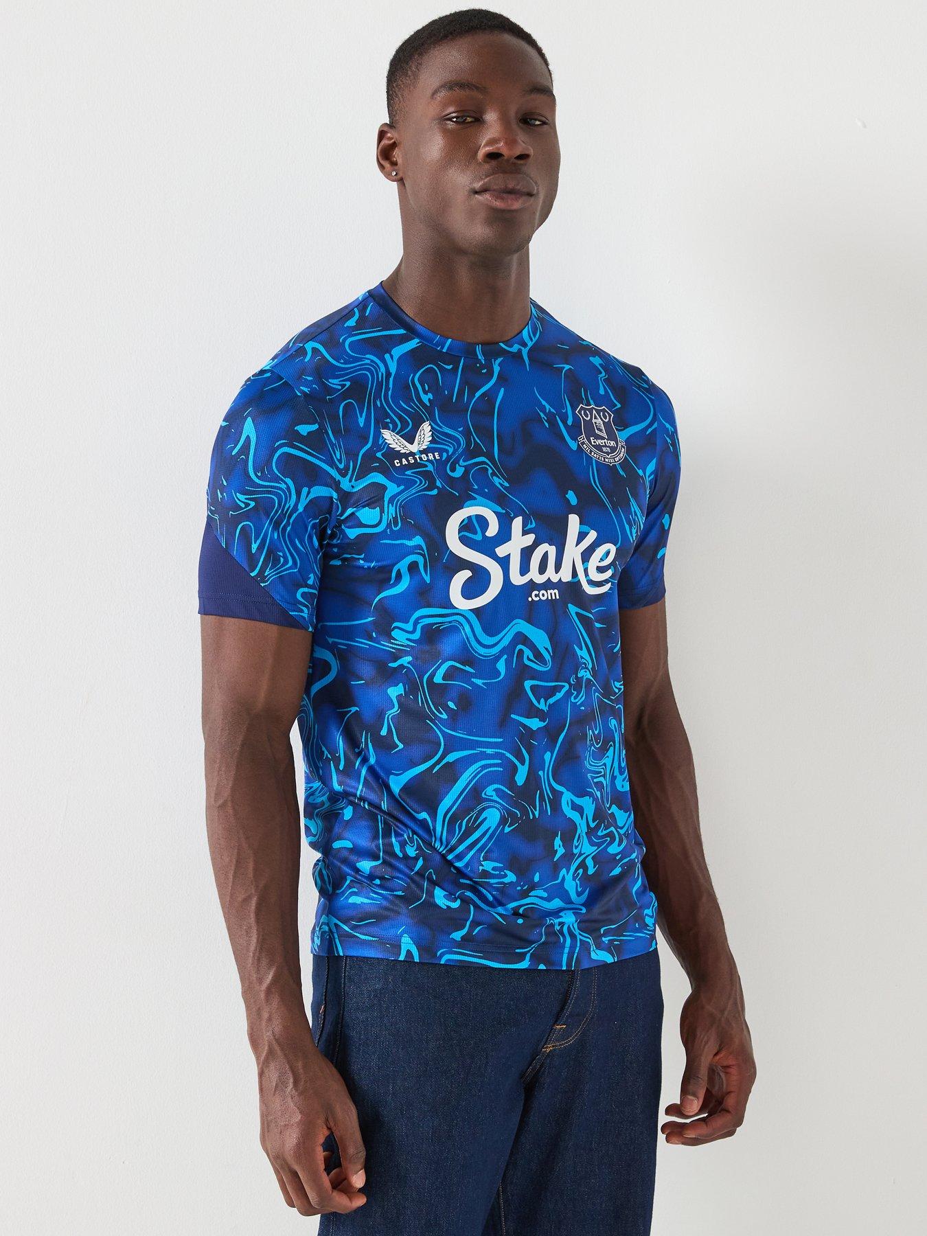  image of castore-everton-mens-2526-home-pre-match-shirt-blue