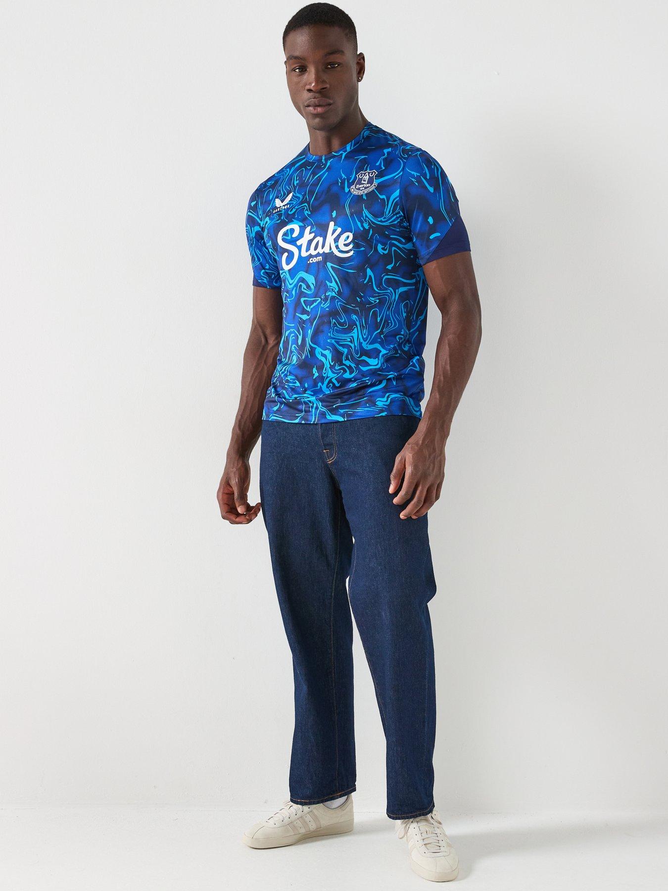  image of castore-everton-mens-2526-home-pre-match-shirt-blue