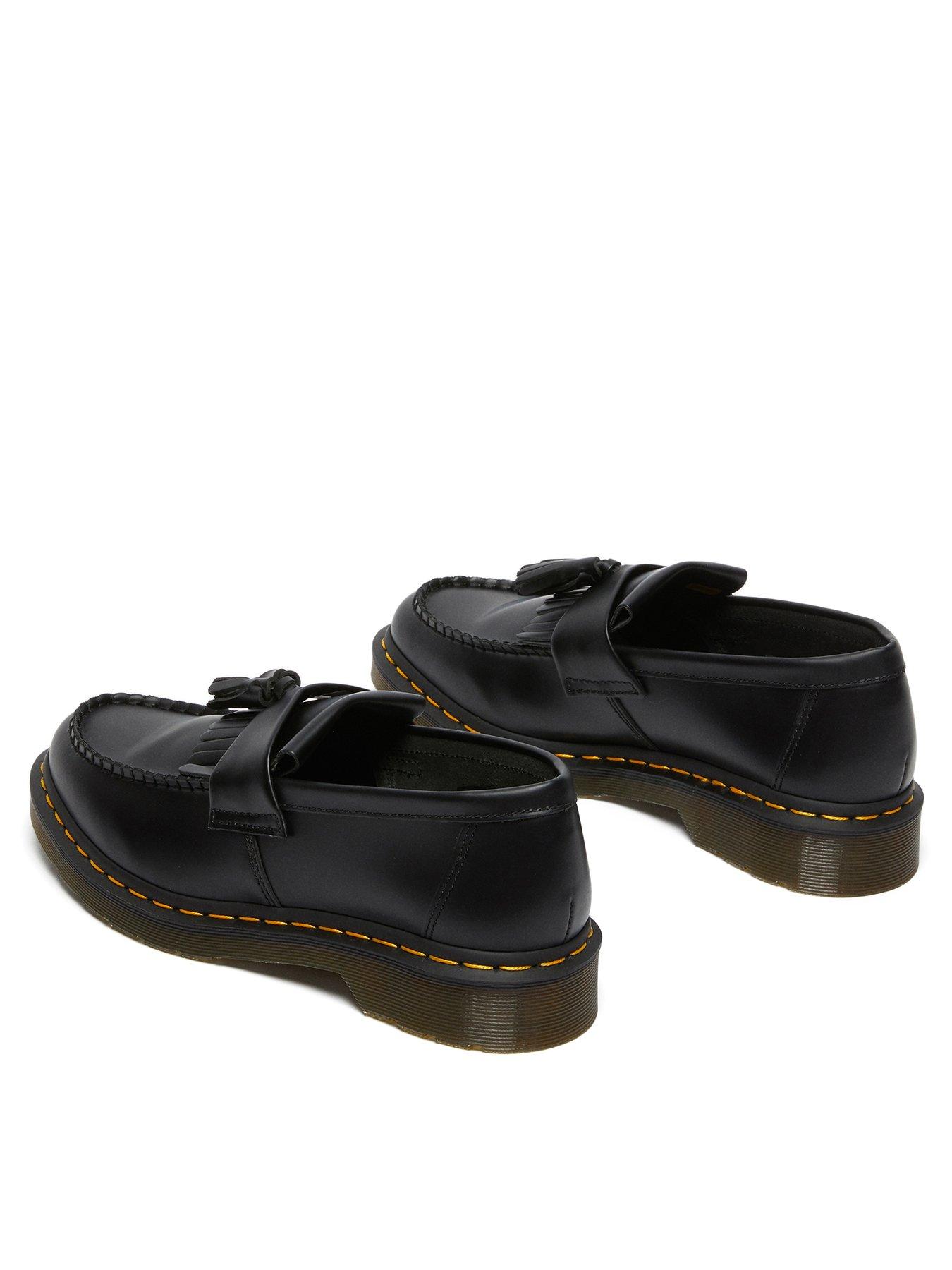 Image 3 of 6 of Dr Martens Adrian Yellow Stitch Smooth Leather Tassel Loafers - Black
