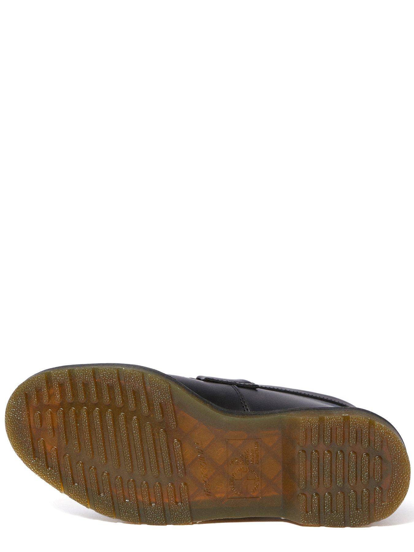 Image 5 of 6 of Dr Martens Adrian Yellow Stitch Smooth Leather Tassel Loafers - Black