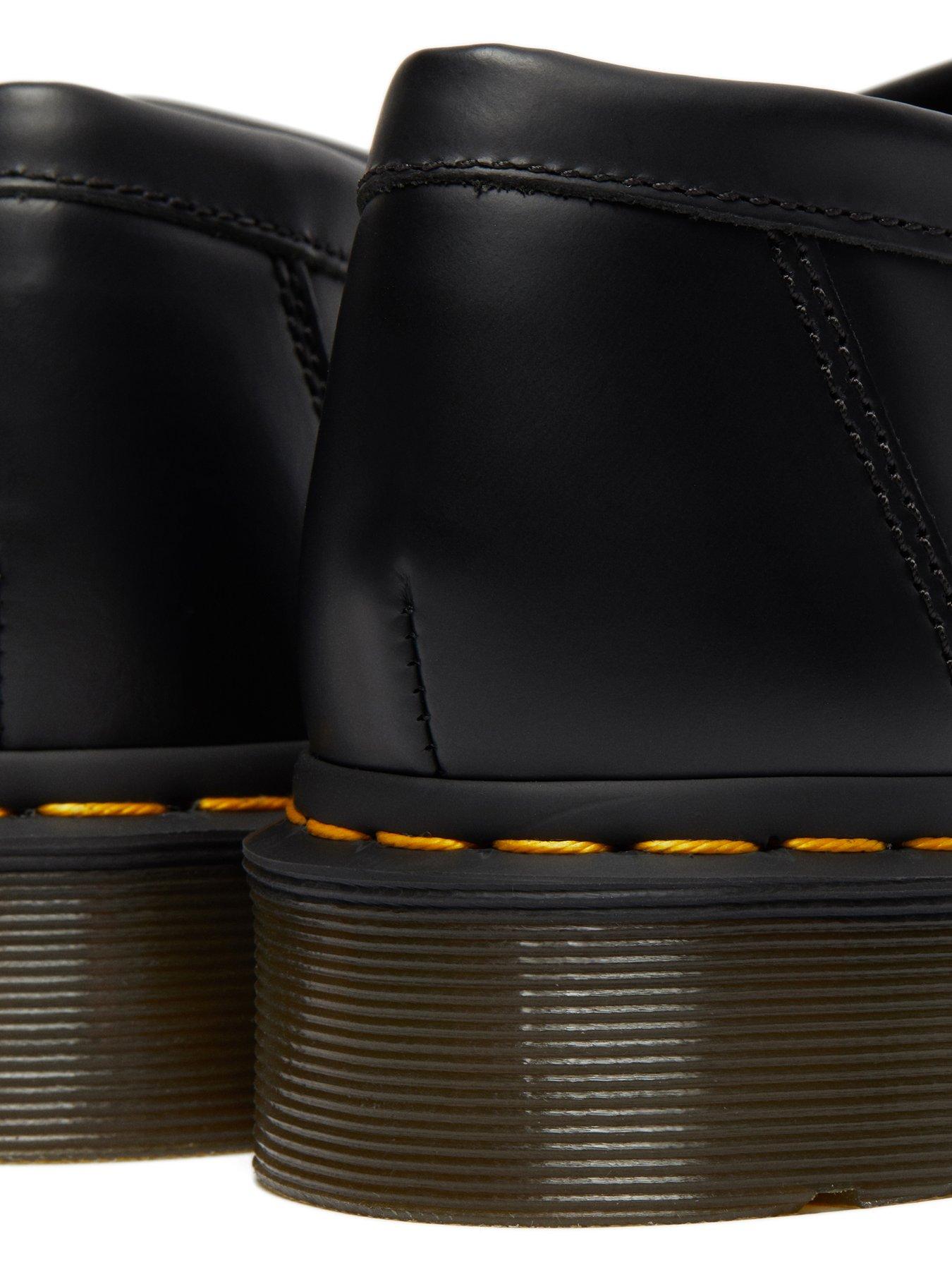 Image 6 of 6 of Dr Martens Adrian Yellow Stitch Smooth Leather Tassel Loafers - Black