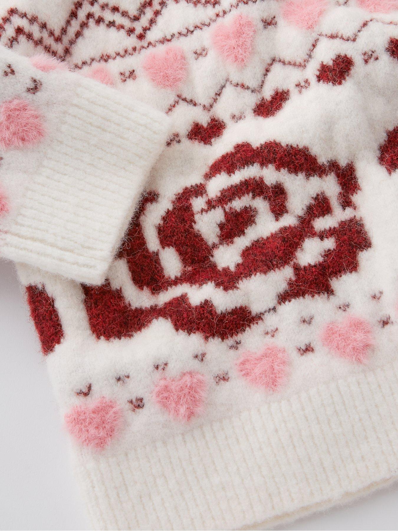 image of the-very-collection-girls-heart-fairisle-knitted-jumper-print