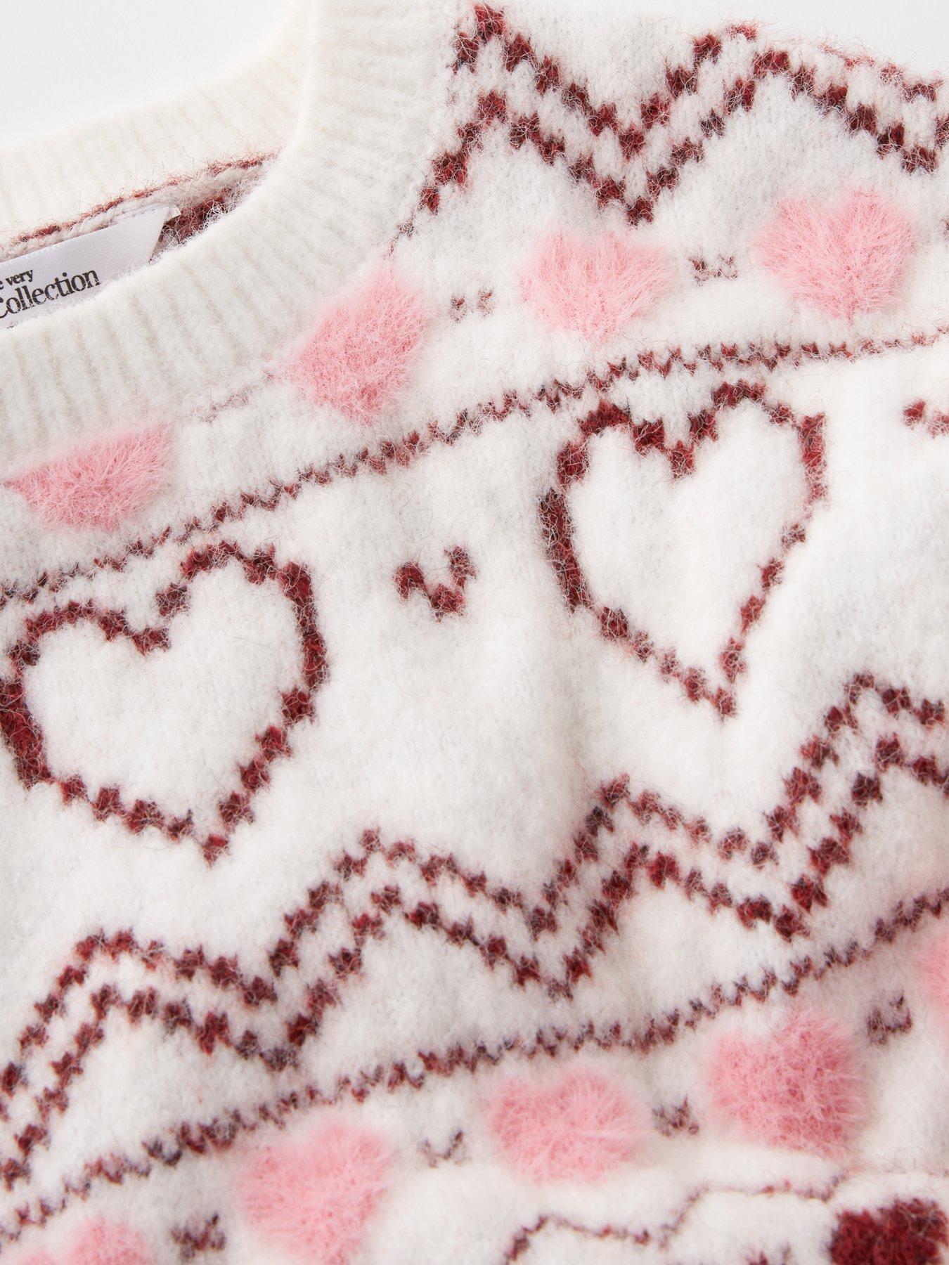  image of the-very-collection-girls-heart-fairisle-knitted-jumper-print