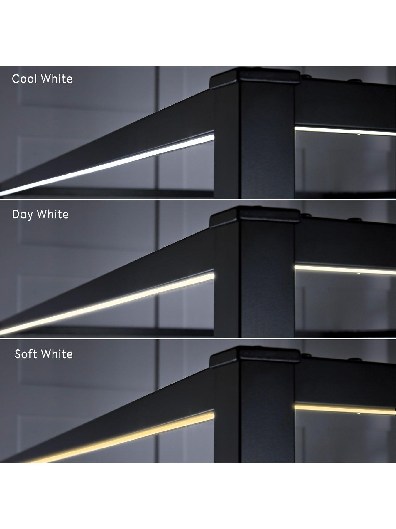 Image 4 of 7 of XR Living Fern 4 Poster Canopy Bed With White Soft Glow LED Light - Black