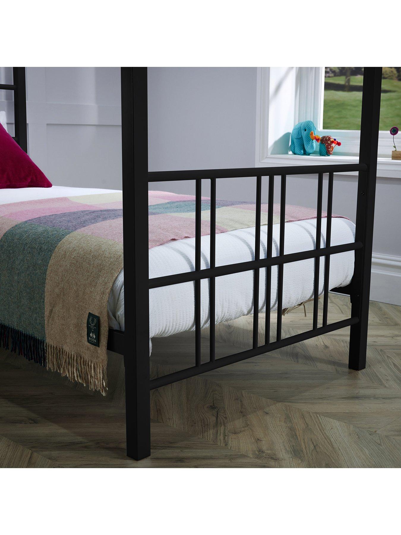 Image 6 of 7 of XR Living Fern 4 Poster Canopy Bed With White Soft Glow LED Light - Black