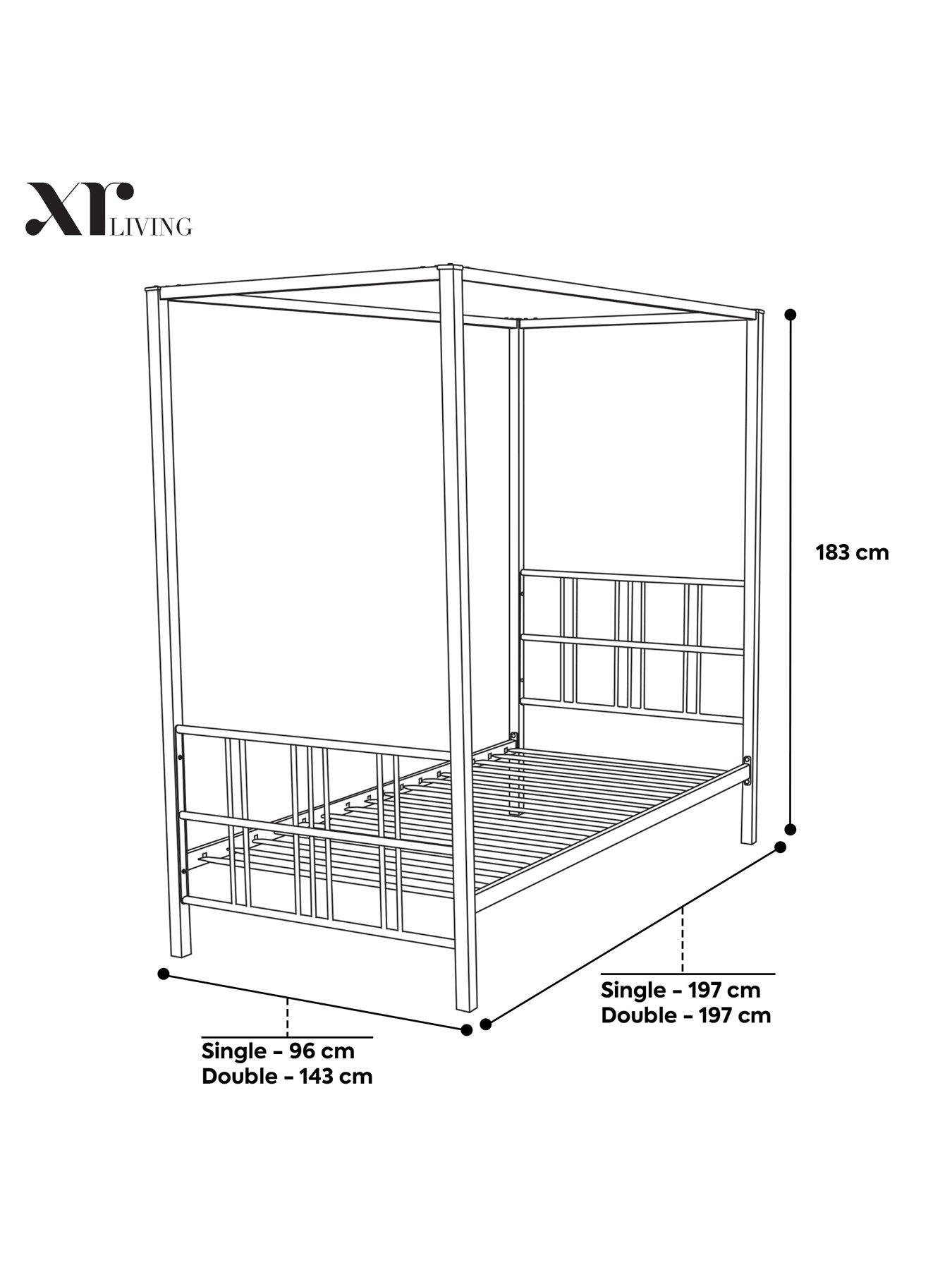 Image 7 of 7 of XR Living Fern 4 Poster Canopy Bed With White Soft Glow LED Light - Black