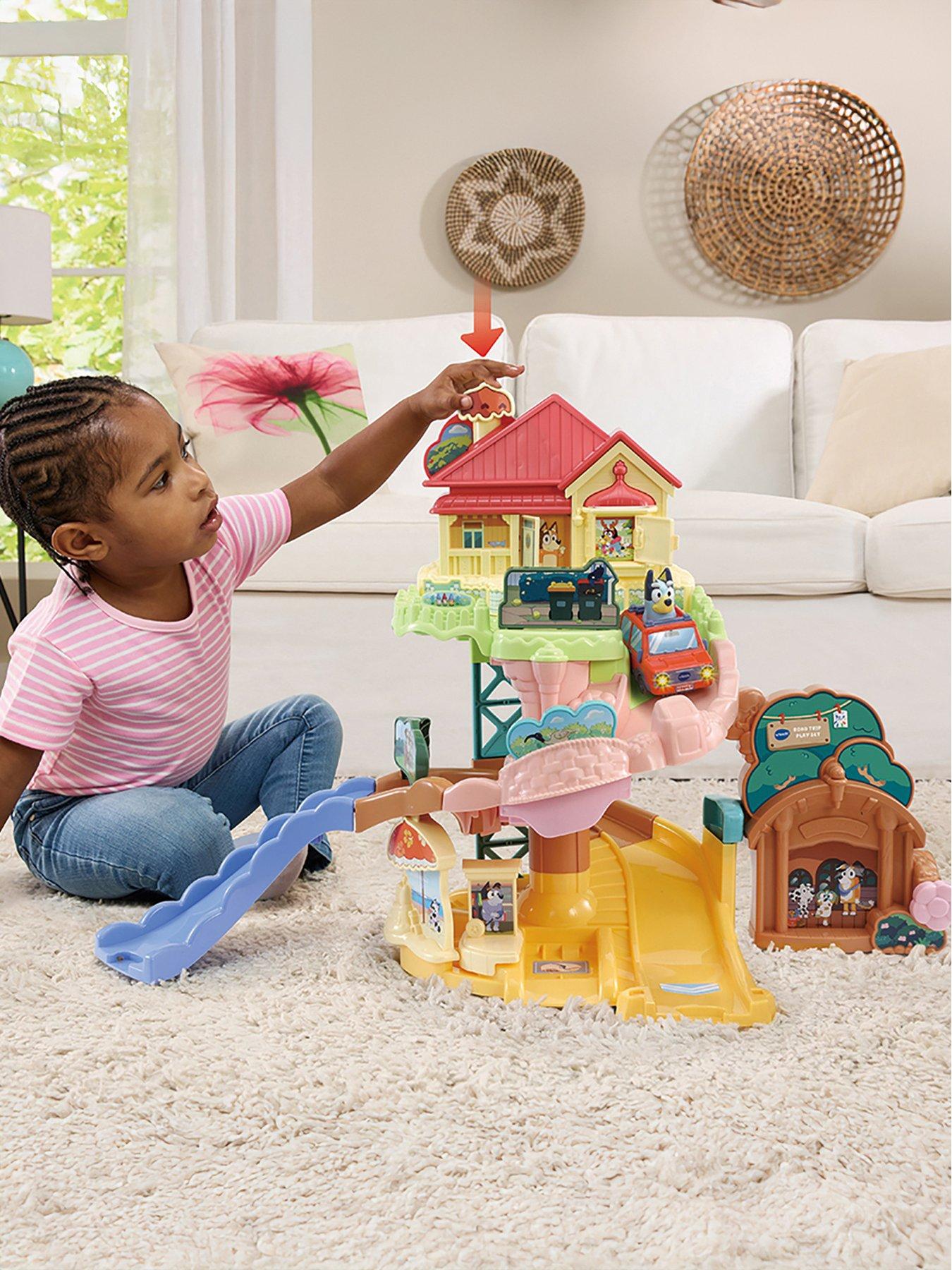 VTech Toot-Toot Drivers Bluey: Road Trip Kids Playset includes Toy Car  &  Vehicle Tracks with Lights and Sounds