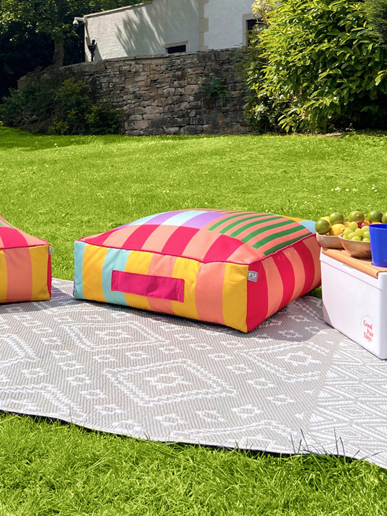 rucomfy Adult Indoor/outdoor Square Box Floor Cushion - Colourful Block Print