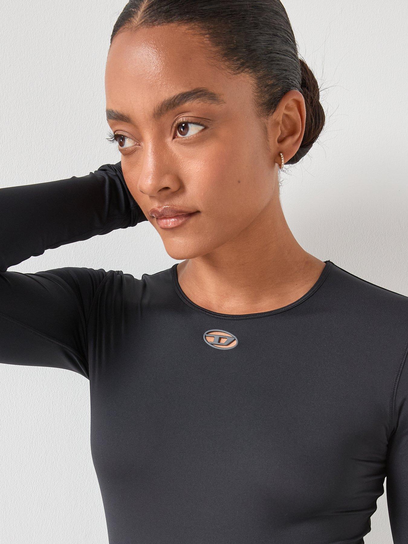  image of diesel-angelina-d-logo-long-sleeve-bodysuit-black