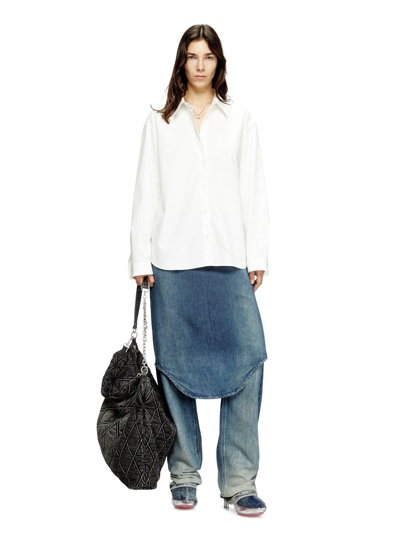 Image 3 of 4 of Diesel S-simply Long Sleeve Boyfriend Shirt - White