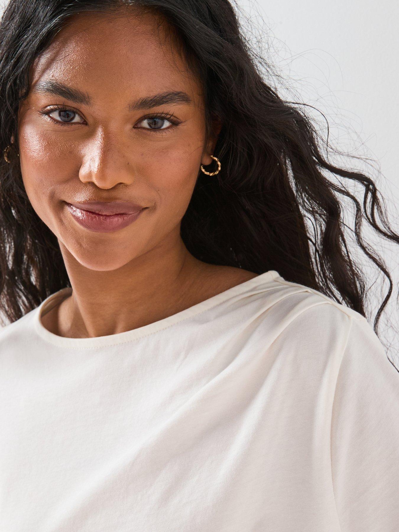 Image 4 of 6 of V by Very Asymmetric Metal Trim Detail T-shirt - Neutral