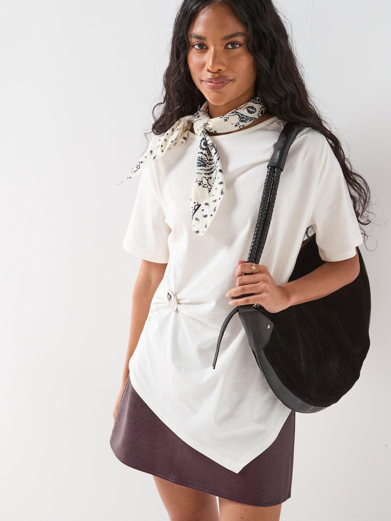 Image 5 of 6 of V by Very Asymmetric Metal Trim Detail T-shirt - Neutral