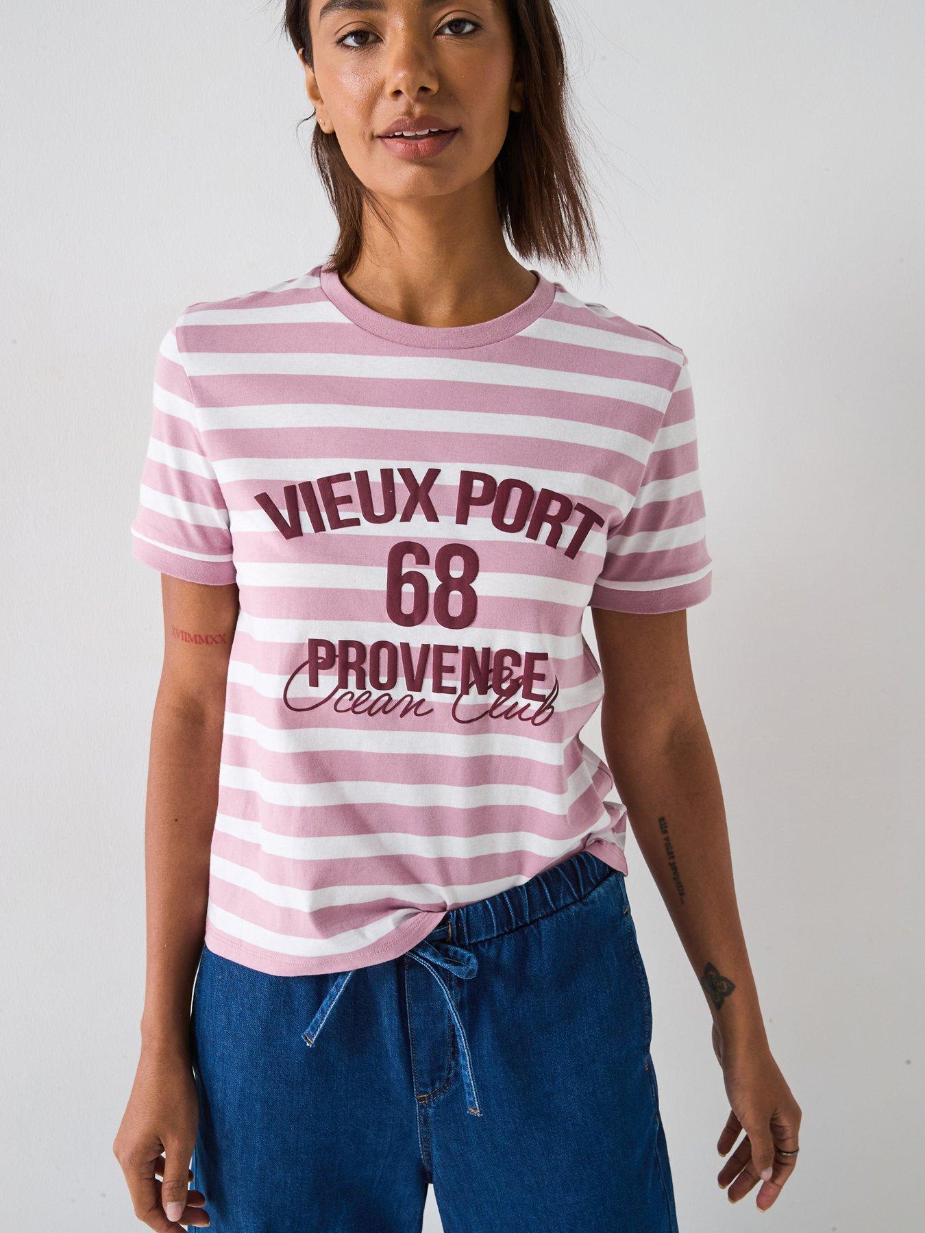 undefined Graphic Stripe T-Shirt  - Purple