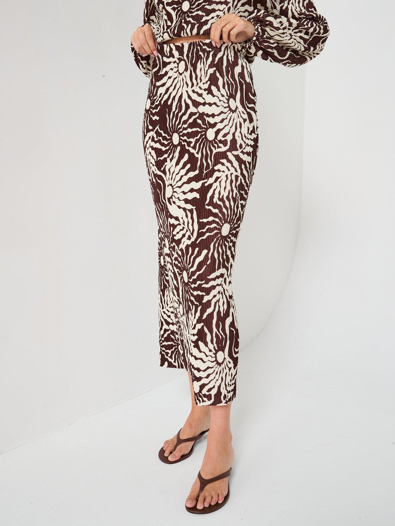 Image 1 of 6 of V by Very Plisse Skirt Co-Ord - Print