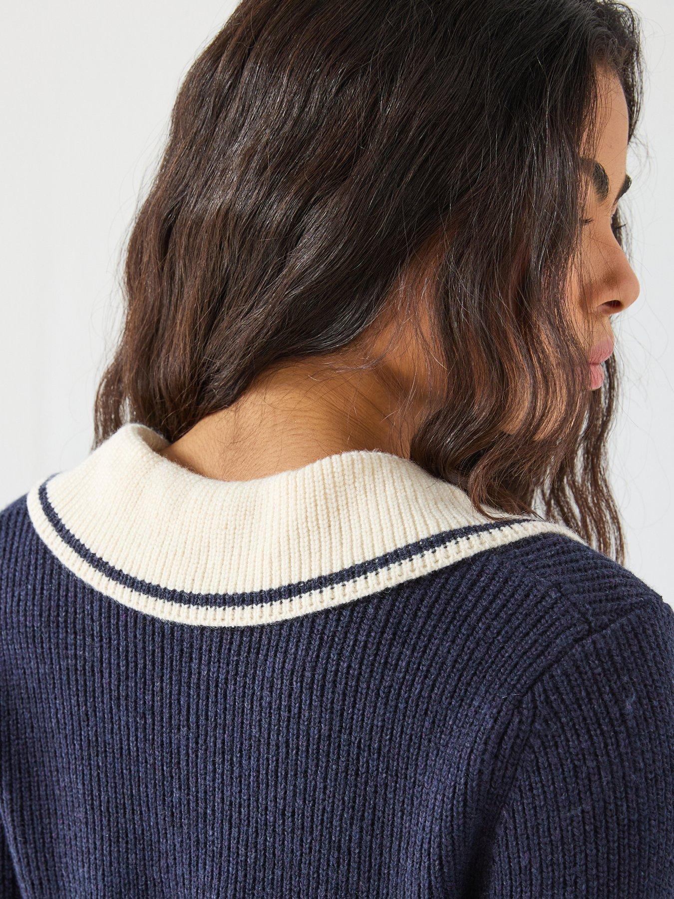  image of only-long-sleeve-knitted-cardigan-navy