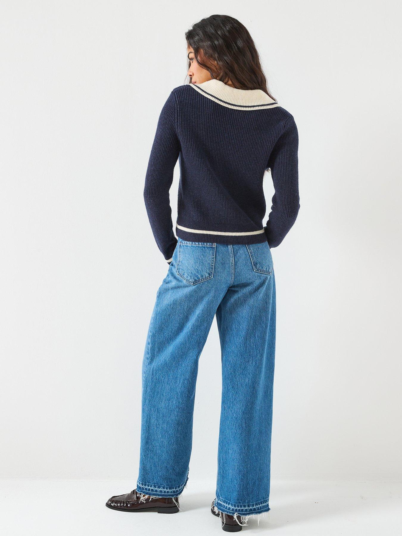  image of only-long-sleeve-knitted-cardigan-navy