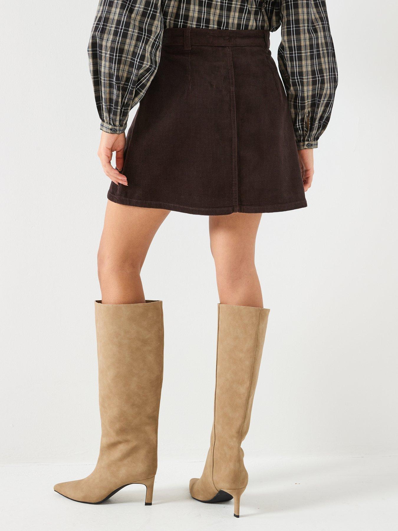  image of jdy-corduroy-skirt-brown