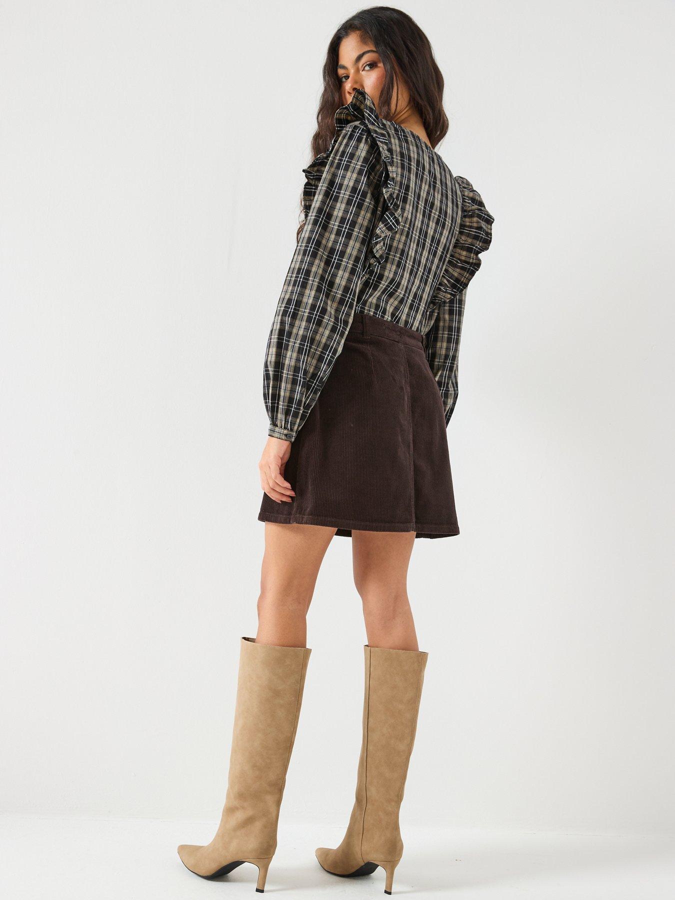  image of jdy-corduroy-skirt-brown