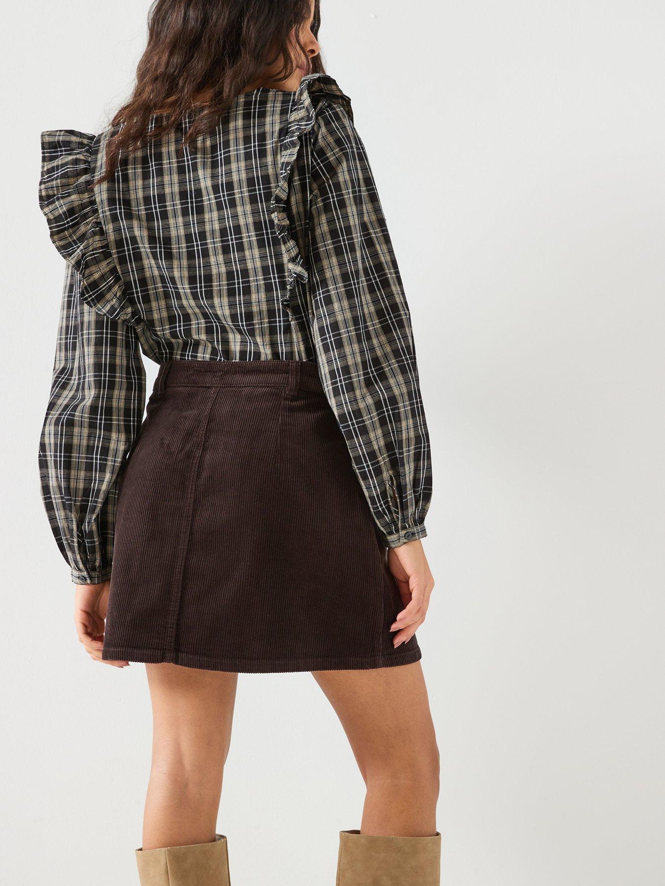  image of jdy-corduroy-skirt-brown