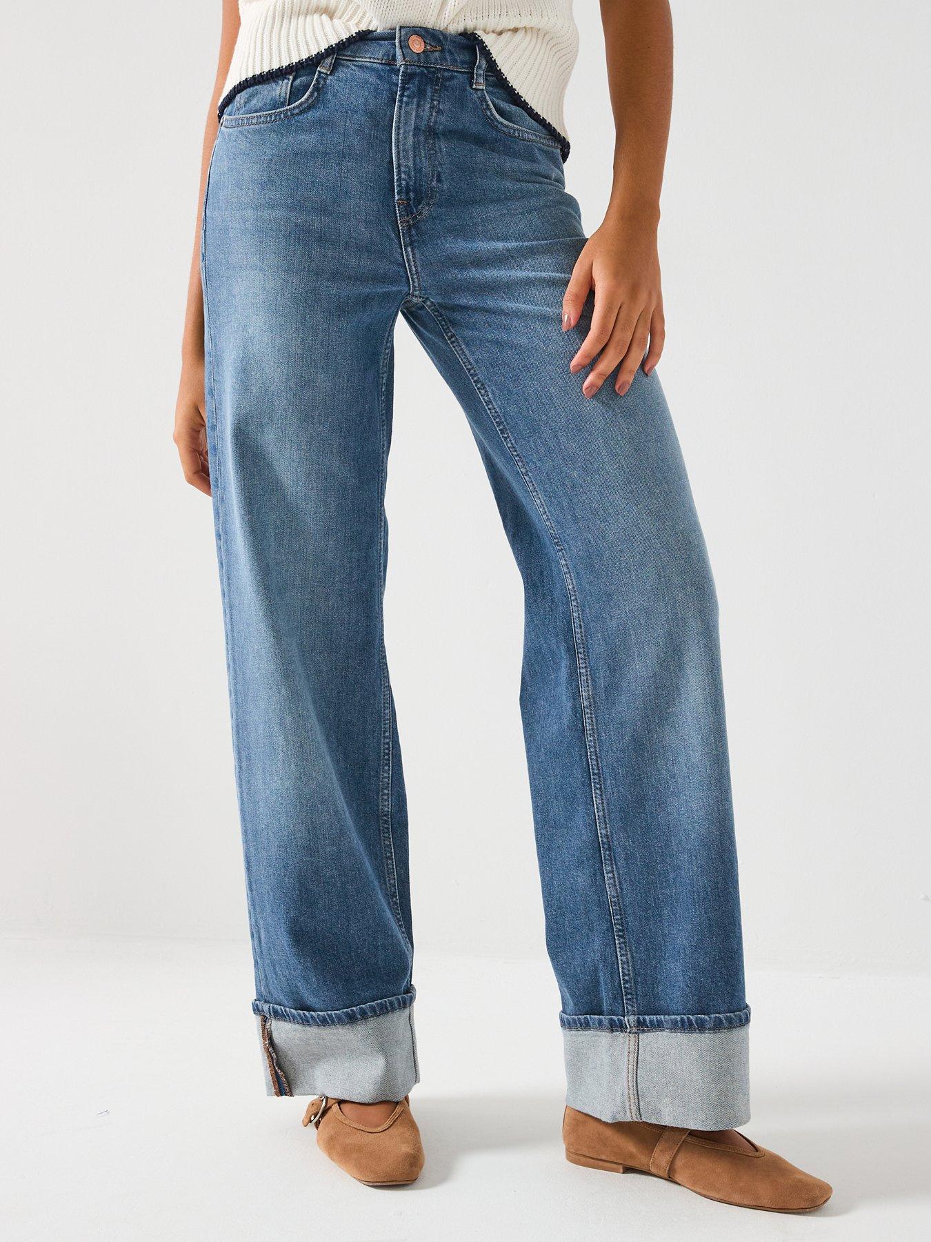 only-onlhope-high-waisted-wide-leg-fold-up-jeans-blue