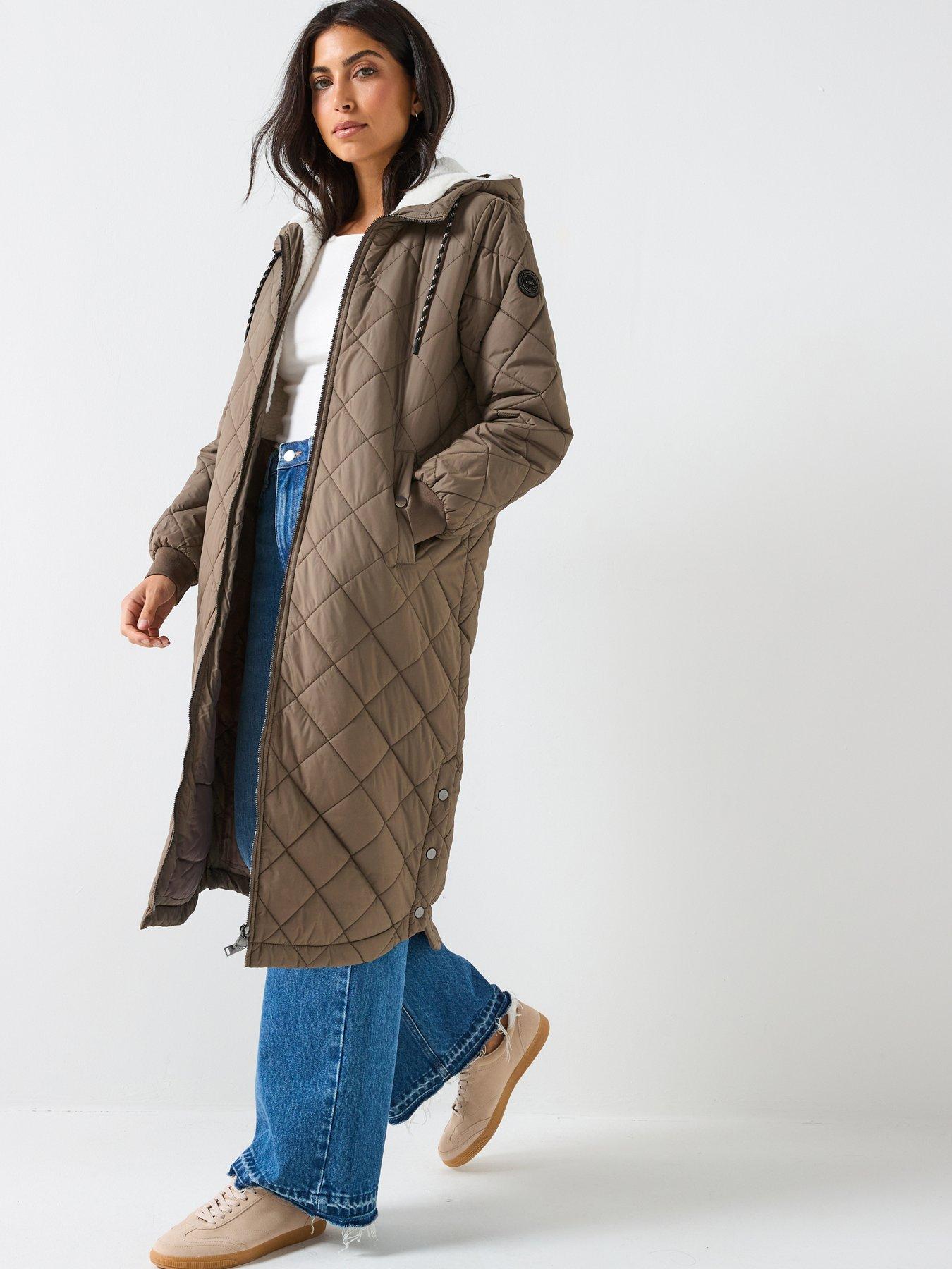 Only Newsandy Quilt Long Coat - Khaki Green
