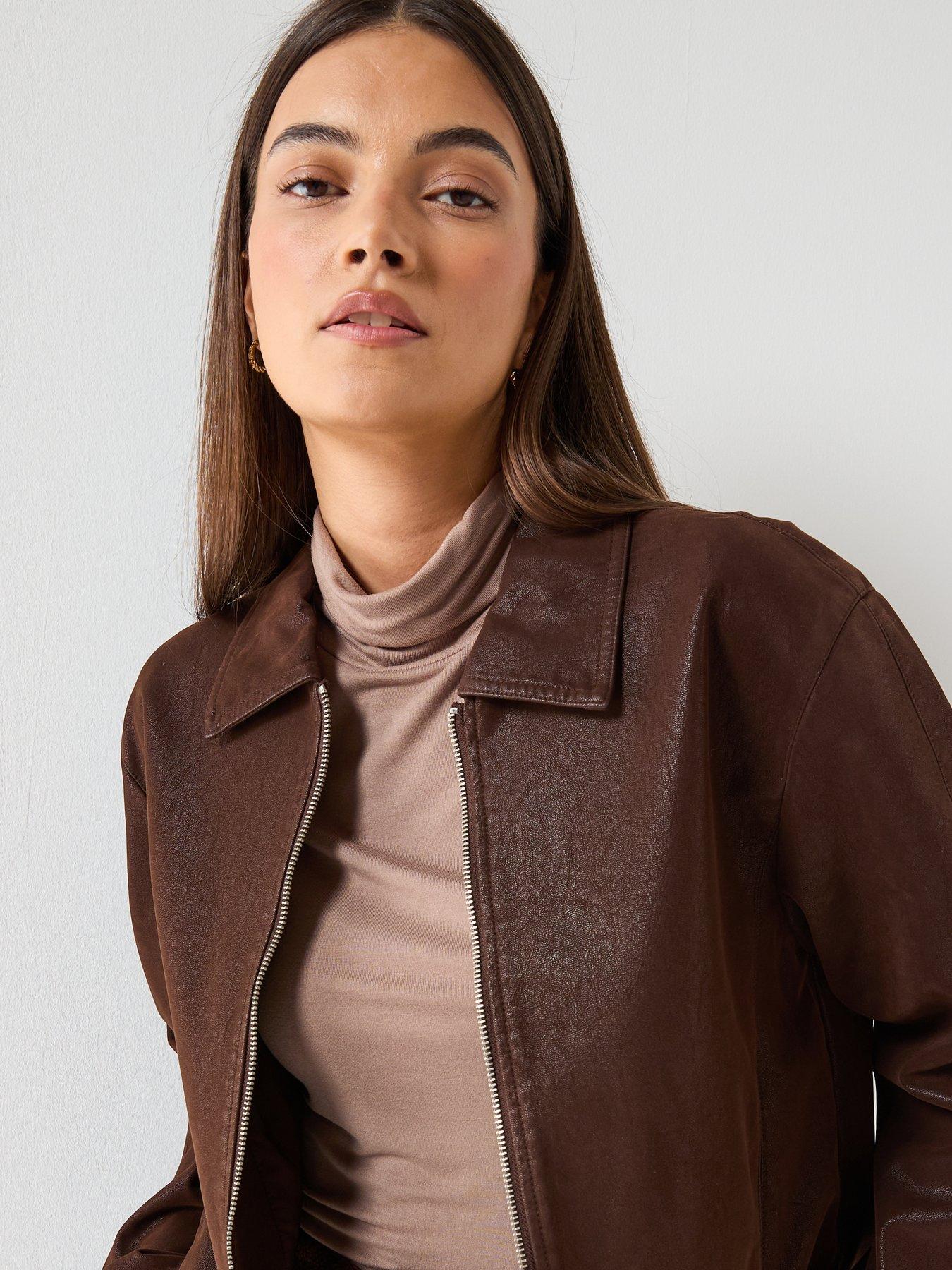  image of only-onljona-faux-suede-jacket-otw-brown