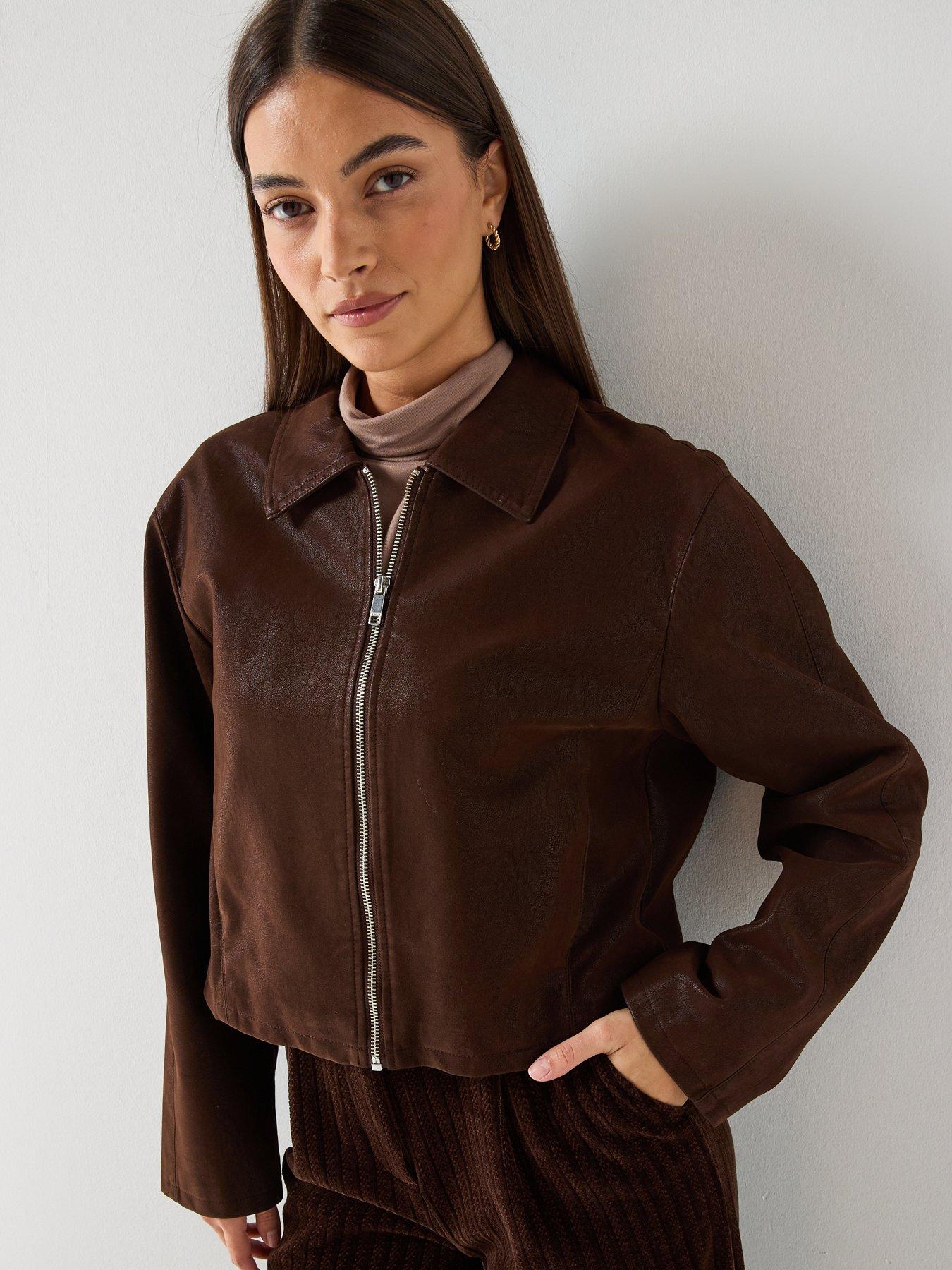 image of only-onljona-faux-suede-jacket-otw-brown