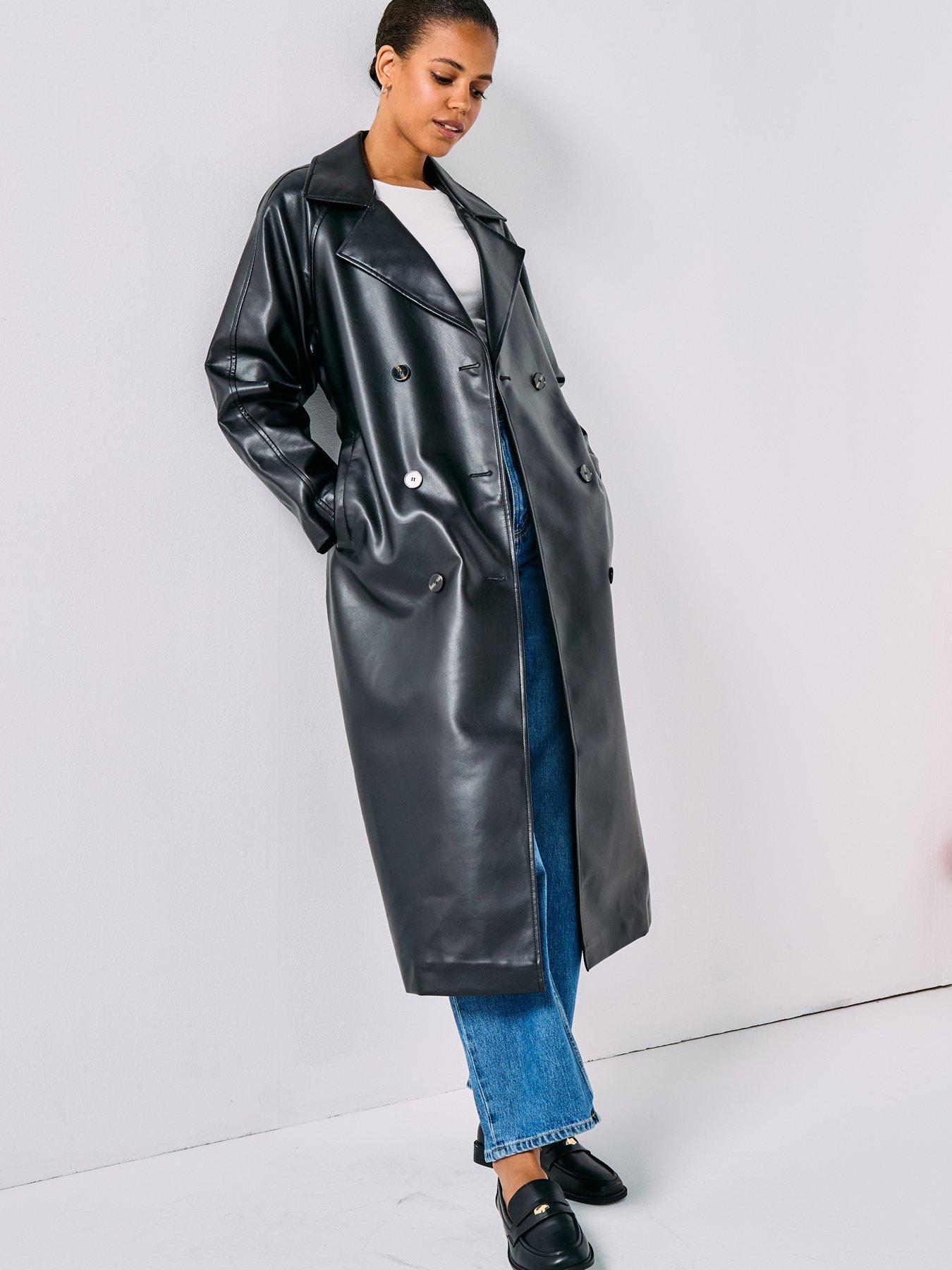 Only Bina Faux Leather Trenchcoat - Black - Black | Littlewoods