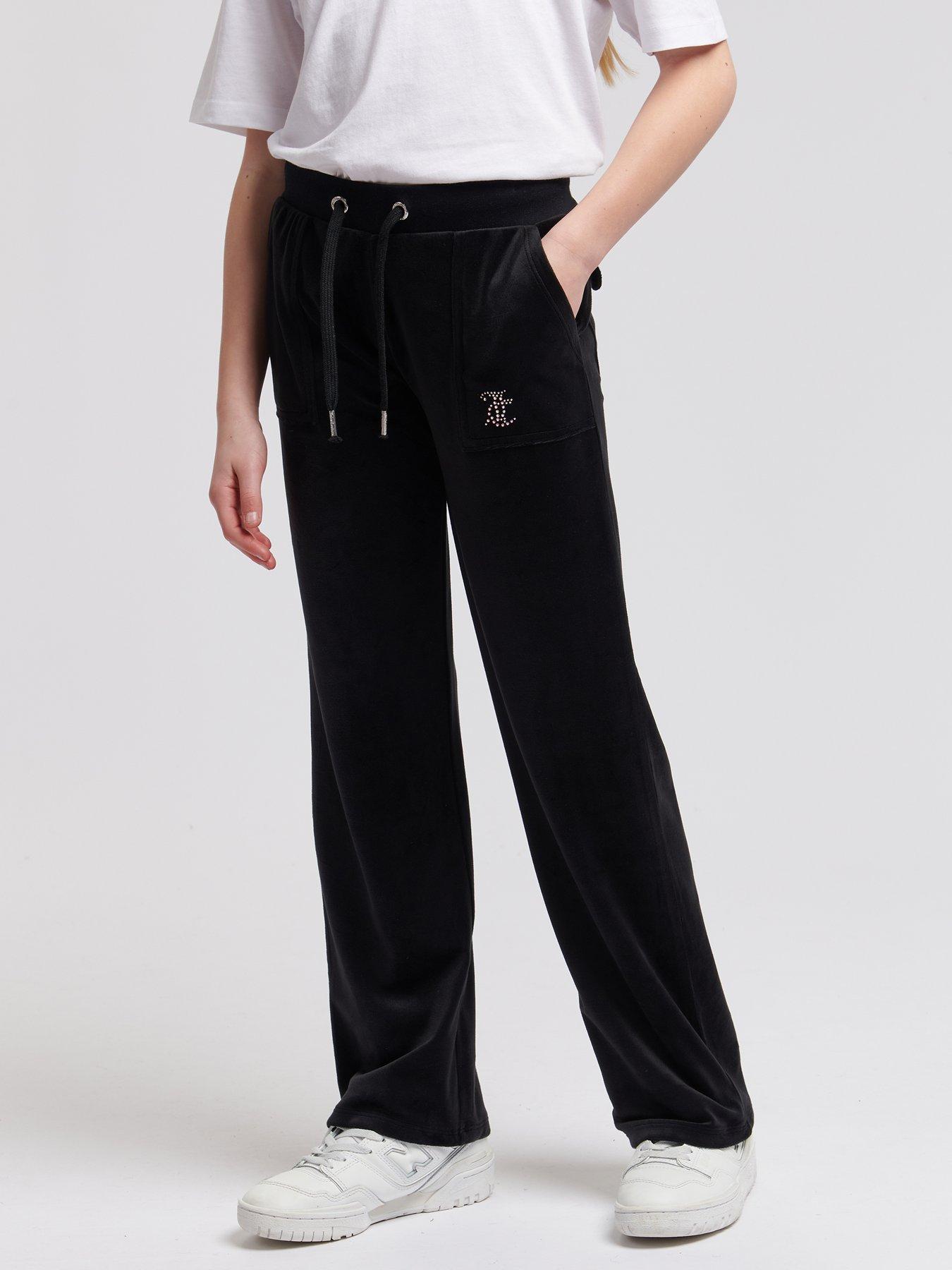 undefined Girls Diamante Wide Leg Jogger  - Black
