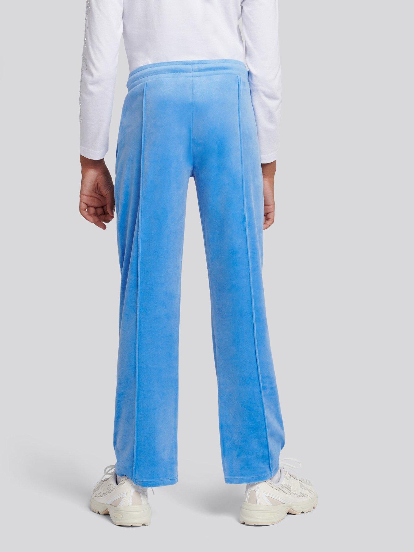  image of juicy-couture-girls-cord-panelled-straight-leg-joggers-blue