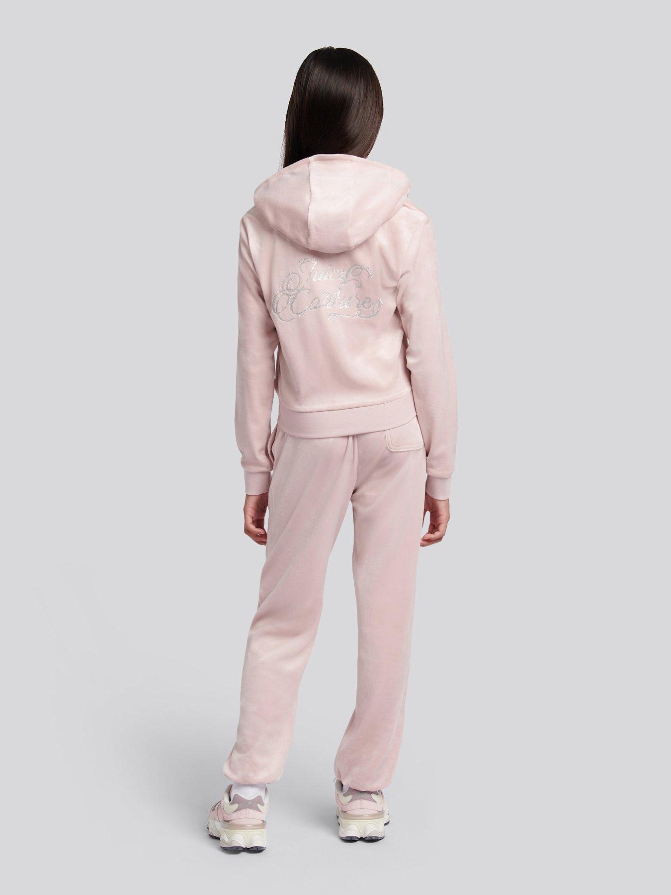Image 2 of 6 of Juicy Couture Girls Zip Through Hoodie &amp; Relaxed Jogger Set - Light Pink