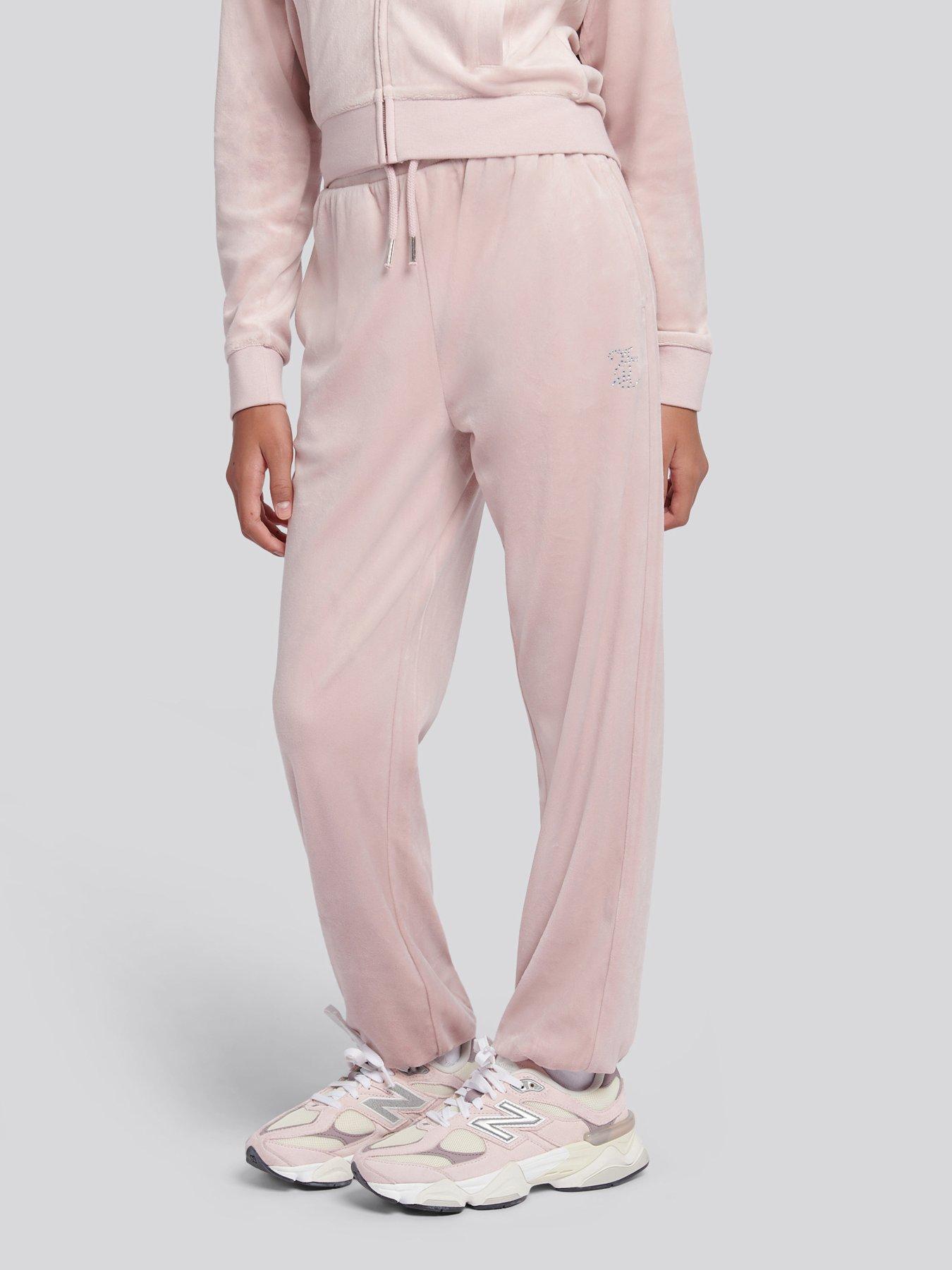Image 4 of 6 of Juicy Couture Girls Zip Through Hoodie &amp; Relaxed Jogger Set - Light Pink
