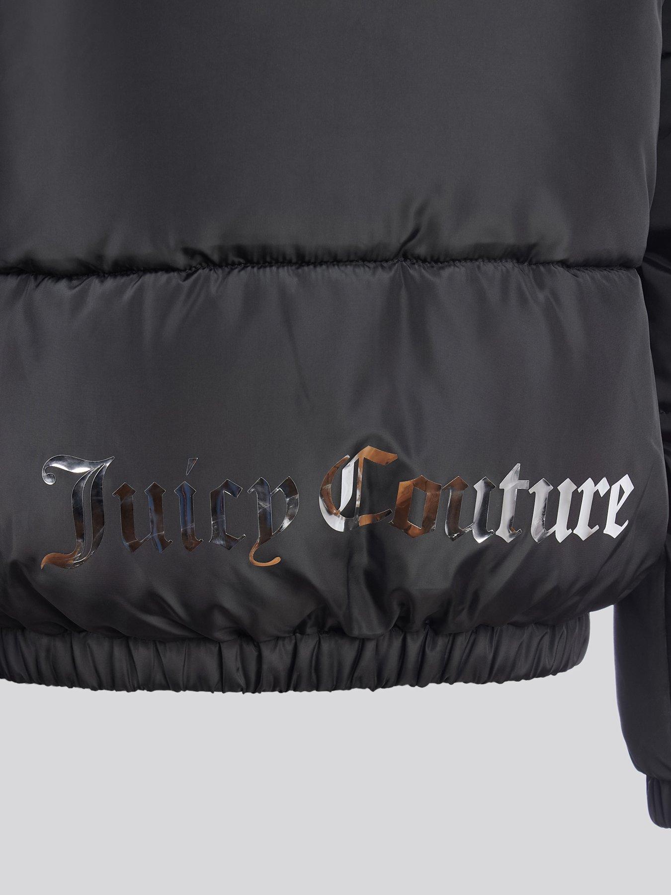 Image 5 of 6 of Juicy Couture Girls Shorter Length Foiled Padded Coat - Black
