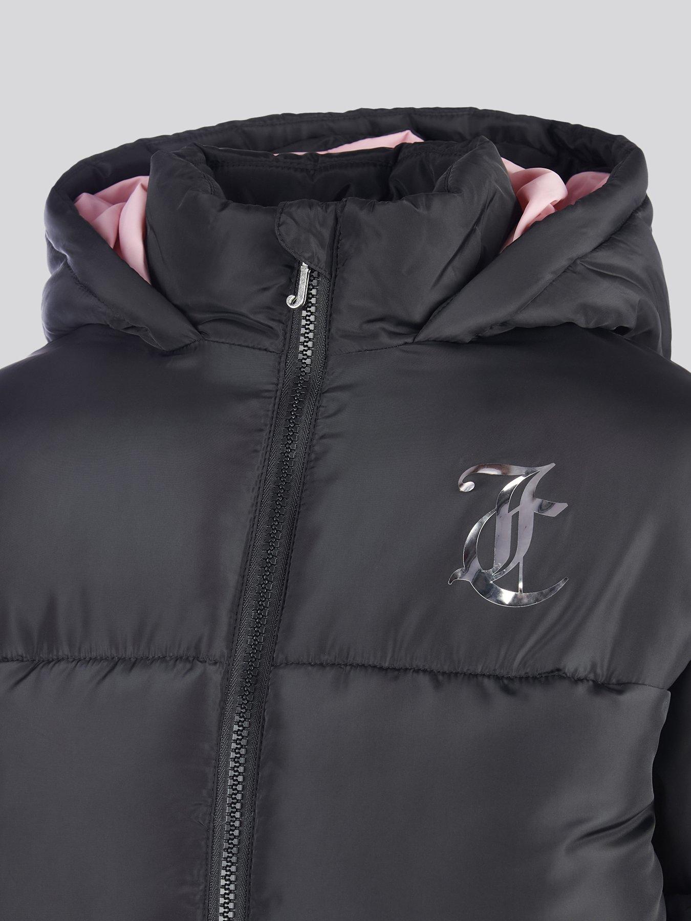 Image 6 of 6 of Juicy Couture Girls Shorter Length Foiled Padded Coat - Black