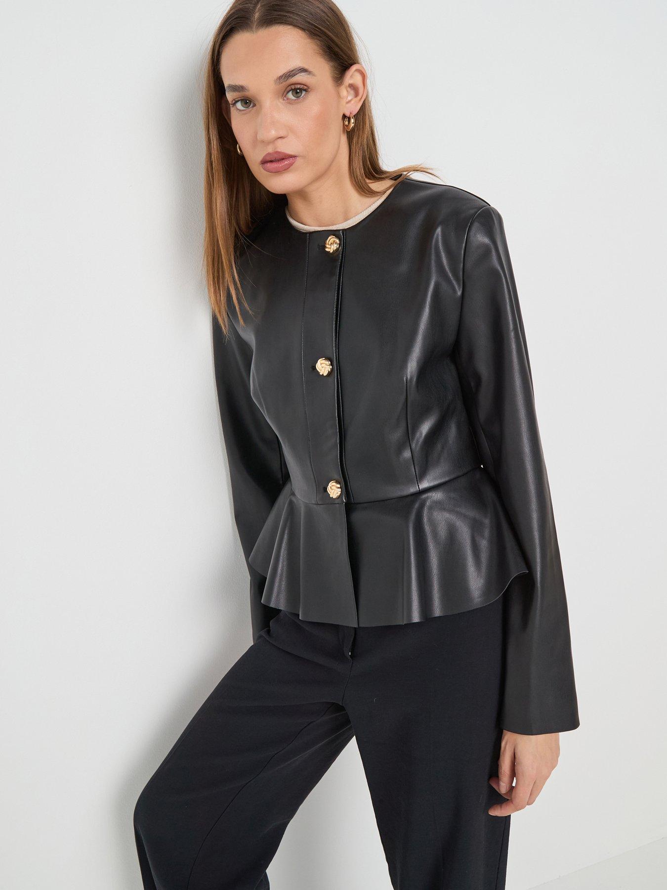 front image of jdy-olivia-faux-leather-jacket-black
