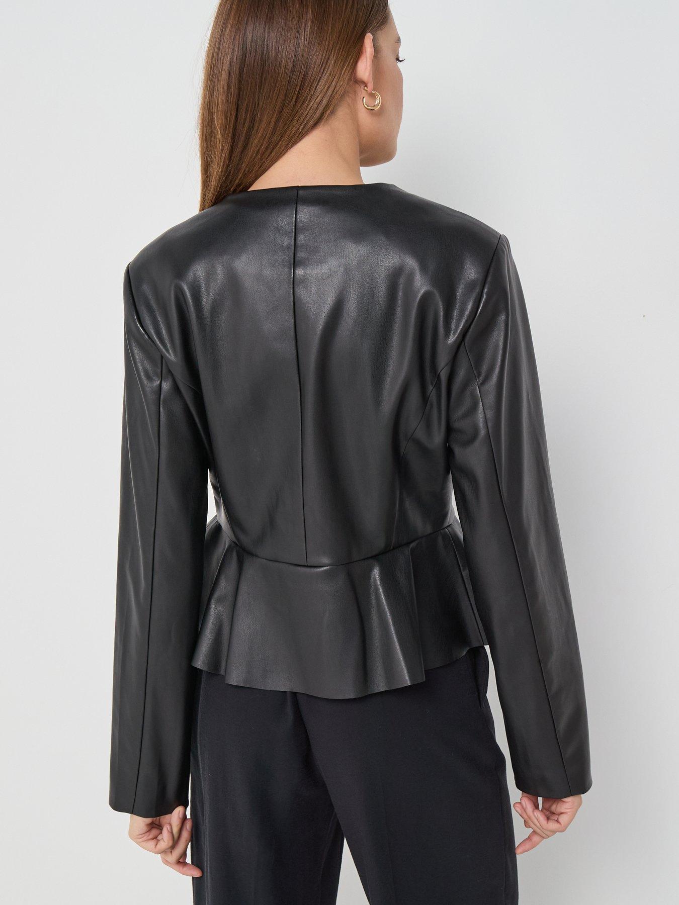  image of jdy-olivia-faux-leather-jacket-black