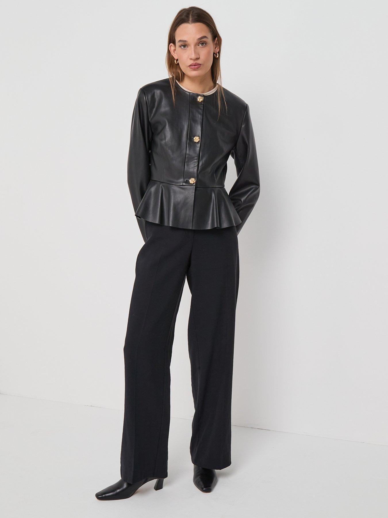  image of jdy-olivia-faux-leather-jacket-black